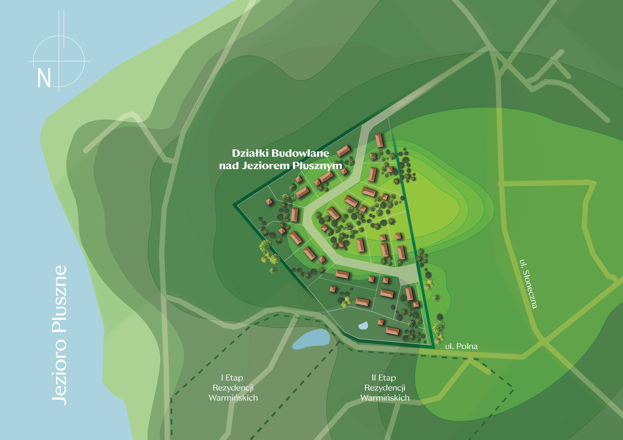 Plan zagospodarowania terenu — mapa techniczna z numerami działek